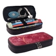 thumbnail image 2 of Vsdgher Abstract Red Marble Print Pen Case Leather Pencil Pouch Markers Holder Big Capacity Bag with Zippered Pocket for Stationery Tool, 2 of 6