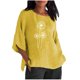 thumbnail image 2 of ICHUANYI Clearance Women Summer Sexy Print Regular Button Round Neck Short Sleeve Women Short Sleeves Top(Yellow, XXL) ICHUANYI WER2023081114266, 2 of 5