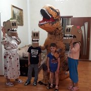 Dinosaur inflatable costume, Tyrannosaurus rex Halloween costume, suitable for adult funny inflatable party decoration costume (4.9-6.2 feet)