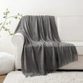 thumbnail image 2 of Battilo Grey Throw Blanket for Couch, Textured Soft Dark Gray Throw Blankets, Decorative Knitted Blanket for Sofa Bed Living Room, 50"x60", 2 of 6