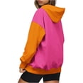 thumbnail image 6 of miqiqism Women Colorblock Oversize Hooded Sweatshirts Fashion Long Sleeve Pullover Tops Casual Drop Shoulder Loose Tops Outfit,T01_Hot Pink,Large, 6 of 7