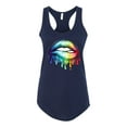 thumbnail image 2 of Wild Bobby, Colorful Neon Rainbow Biting Lips, Pop Culture, Women Racerback Tank Top, Navy, Small, 2 of 3