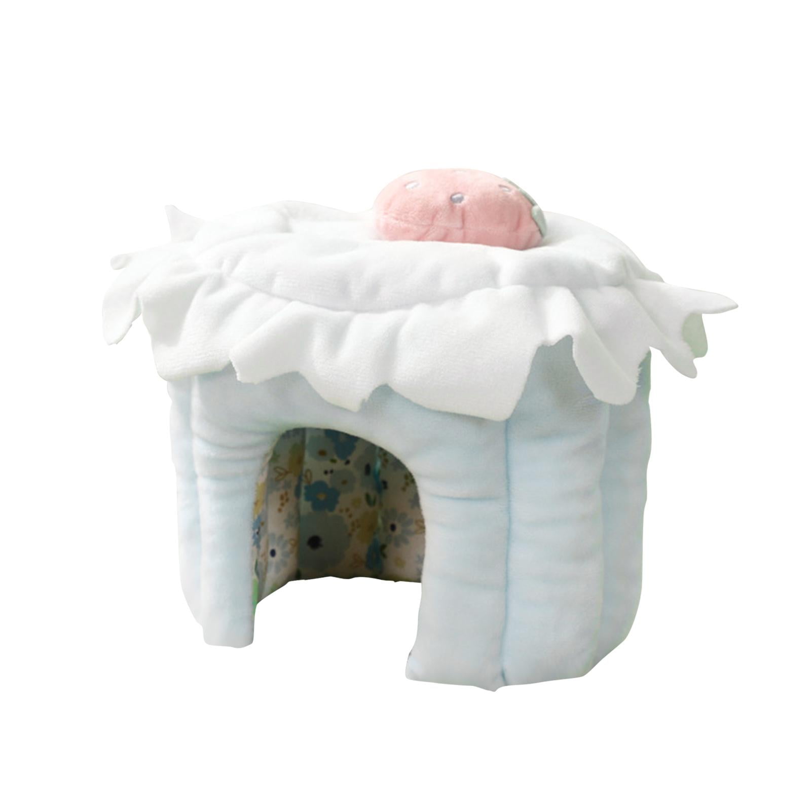 perfeclan Hamster House, Guinea Pig Hideout Cute Sleeping Warm Cave Guinea Pig House for Hedgehogs Hamster Ferrets Small Animal s Blue S
