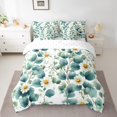 thumbnail image 2 of 7 Piece Eucalyptus Leaf Full Bedding Set,Green Leaves Botanical Plant Bed in a Bag with Sheets,Boho Daisy Floral Bed Set Nature Wildflower Comforter Set with Fitted Sheet,Flat Sheet, 2 of 5