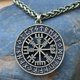 thumbnail image 2 of Viking Icelandic Vegvisir Helmet Horror In Runic Circle Pendant Viking Runes Vegvisir Compass Rune Amulet Collier Necklace, 2 of 5