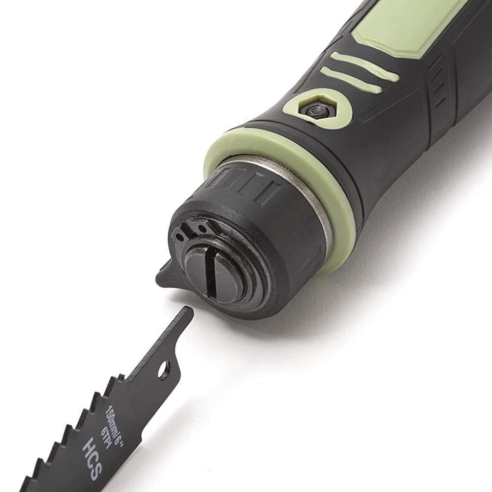 Terre Products, Adjustable Blade Hand Saw, Jab Saw, Drywall Saw, Reciprocating Blades, 2 Wood (6 TPI), 2 Plastic (18 TPI), 2 Bi-Metal (24 TPI), Cuts Metal, Wood, Sheetrock, Plywood, Plastic