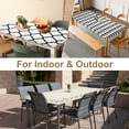 thumbnail image 6 of Picnic Table Cloth, 78"x35" Rectangle Vinyl Plaid Fitted Tablecloths Waterproof Flannel Backed Table Covers for Dining Camping Outdoor, Khaki/White, 6 of 6