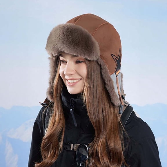 KANG Winter Fleece Lined Thick Hat For And Suitable For Cycling Skiing Cold Warmth Lei Feng Hat Outdoor Windproof Earmuff Hat Coffee One Size