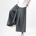 thumbnail image 2 of Pantalones casuales de algodón y lino para hombre Pantalones anchos de lino holgados para hombre, 2 of 5