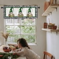 thumbnail image 6 of St. Patrick''s Day Kitchen Window Valances, Lucky Shamrock Clover Gnome Valance, White and Black Buffalo Plaid Small Curtain Rod Pocket Light Filtering Bathroom Living Room Decor Curtains 54x18 Inch, 6 of 6