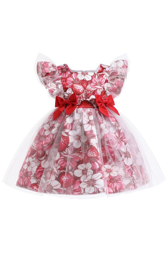 Girls Floral Party Dress Lace Wedding Birthday Pageant Party costumes