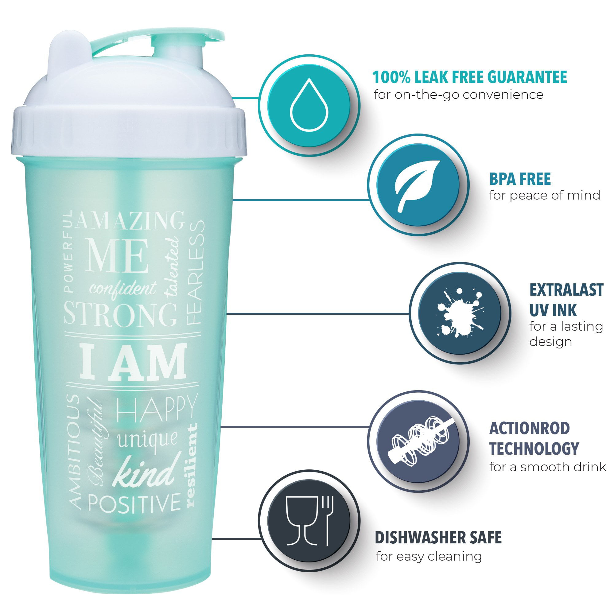 2 Pack] 20-Ounce Shaker Bottle with Motivational Quotes (Be You Plum & Mind  ove