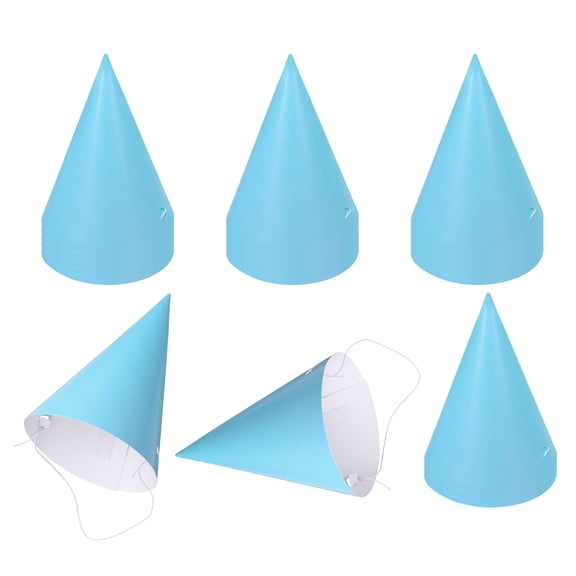Uxcell 50Pcs Mini Birthday Party Hats, Colorful Paper Party Hat, Adjustable Cone Caps Birthday Decorations for Stuffed Animals Adults Parties Supplies Wedding Celebration, Sky Blue