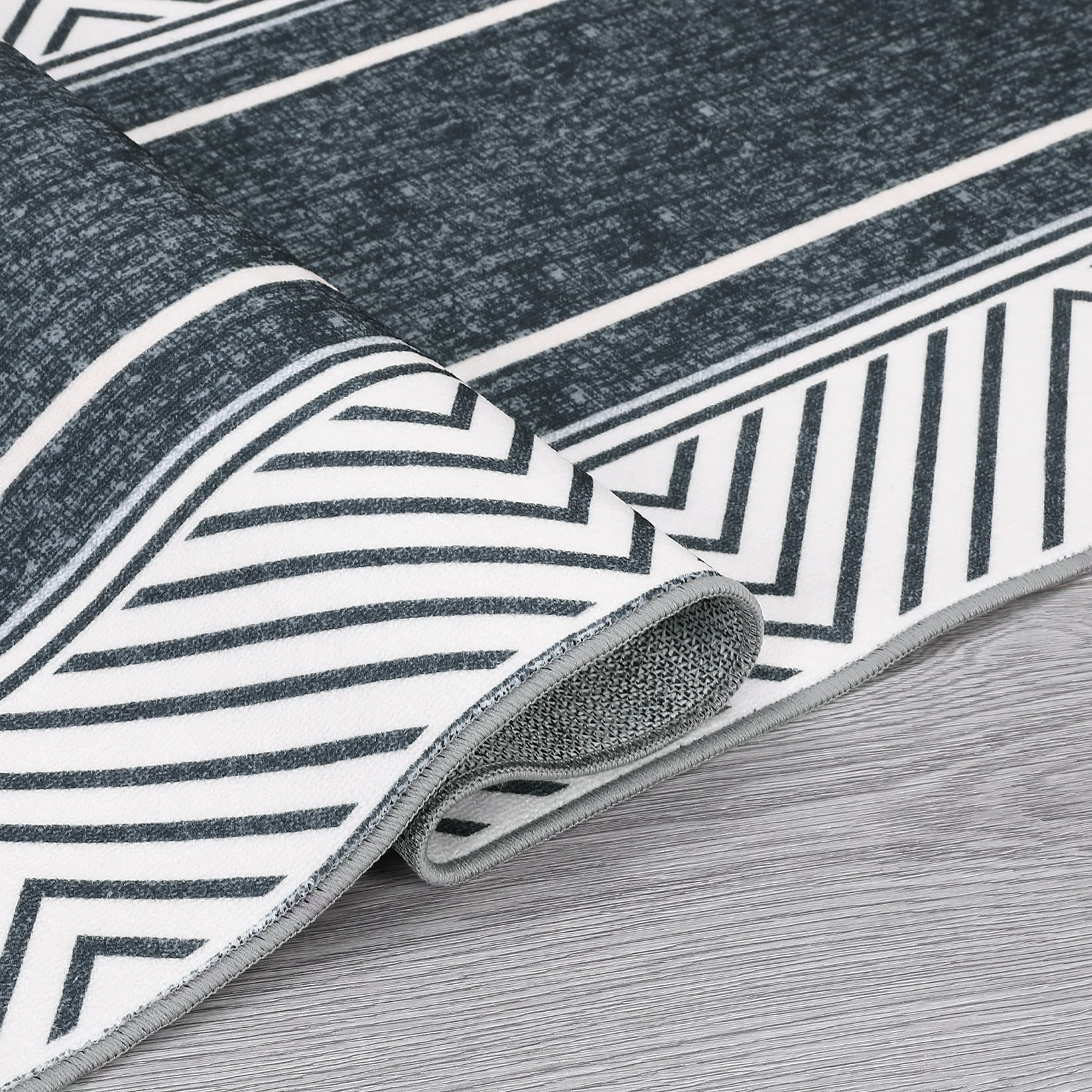 Hasoo 5' x 7' Area Rug Modern Geometric Bordered Carpet for Living Room Bedroom, Dark Gray