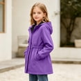thumbnail image 5 of Fesfesfes Girls Hooded Windbreaker Jacket Drawstring Waist with Pockets, Lightweight Waterproof Outdoor Coat for Kids School Daily Wear Ages 5-16 Years, 5 of 8