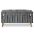 thumbnail image 6 of Baxton Studio Hanley Modern and Contemporary Grey Velvet Fabric Upholstered and Walnut Brown Finished Wood Storage Ottoman, 6 of 11