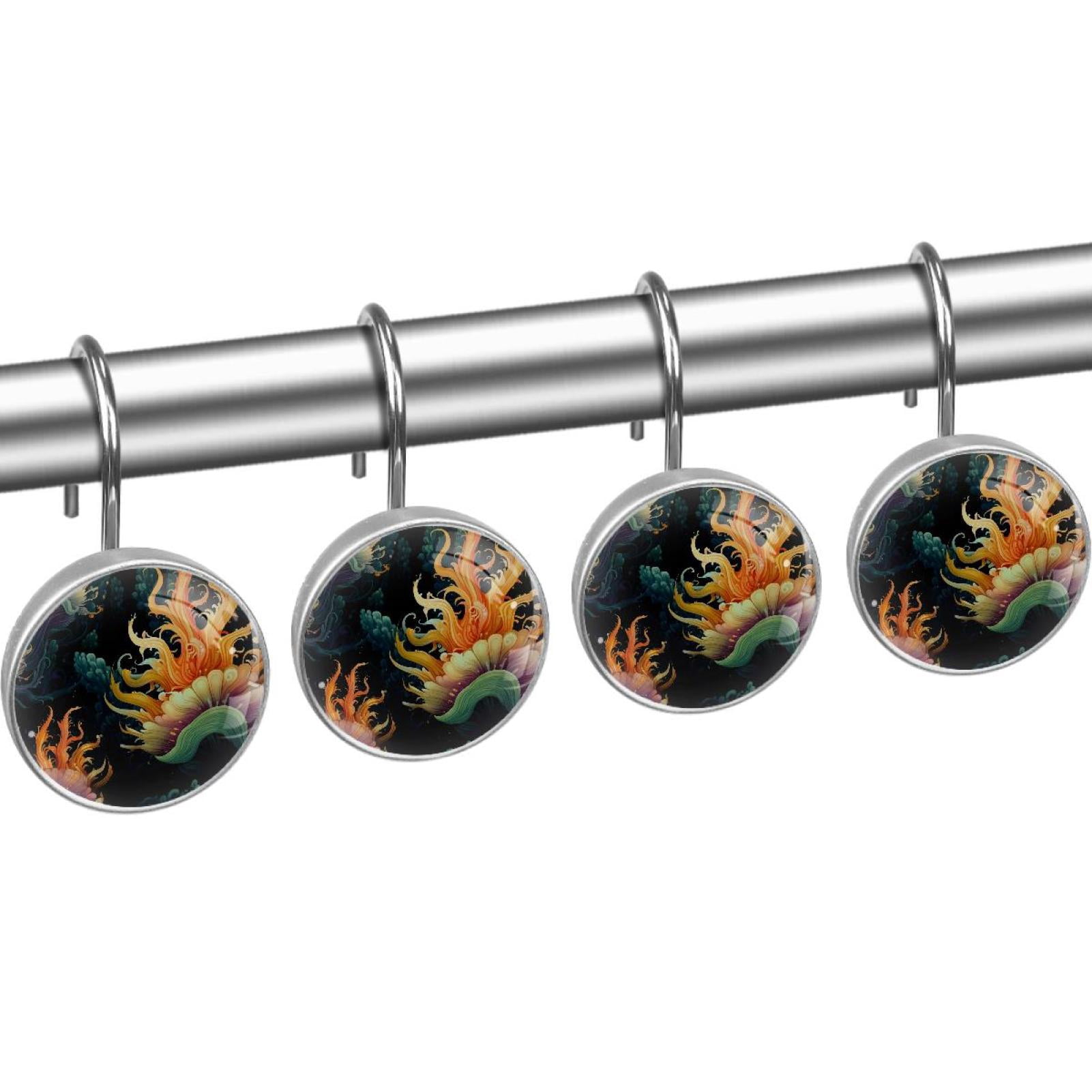 HemaKayy 12 Pcs Decorative Shower Curtain Hooks - Stainless Steel Rings for Bathroom Décor - Easy Glide & Secure Hold - Perfect Decoration for Bathroom Shower Rods - Ocean Sea Slug