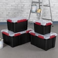 thumbnail image 6 of (6 pack) Sterilite Small Gasket Tote, 5 Gallon WaterProof Plastic Storage Bin with Lid, Gasket Seal and Durable Latches, Black, 6 of 12