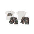 thumbnail image 2 of BemeyourBBs Toddler Baby Boys Hunting Clothes Daddy's Little Dude Outfit Short Sleeve Letters Print T-shirt with Leaves Print Shorts Toddler Boys Summer Outfit, 2 of 8