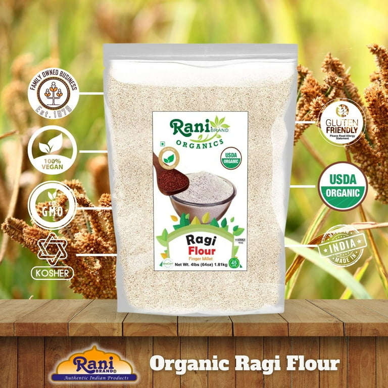 Rani Organic Ragi (Red Millet) Flour 64oz (4lbs) 1.81kg Bulk ~ All