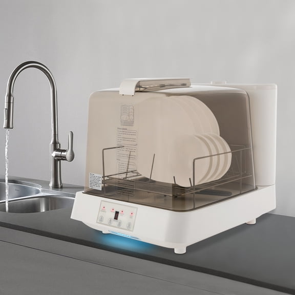 SENDERPICK Portable Dishwasher, Countertop Dishwasher with See-Through Window, 1.59 Gal Water Tank, 360° Rotating Spray, 110V Home Kitchen
