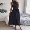 thumbnail image 2 of Aellinatey Sleeveless dress, casual round neck, pleated A-line swing long party dress, 2 of 9