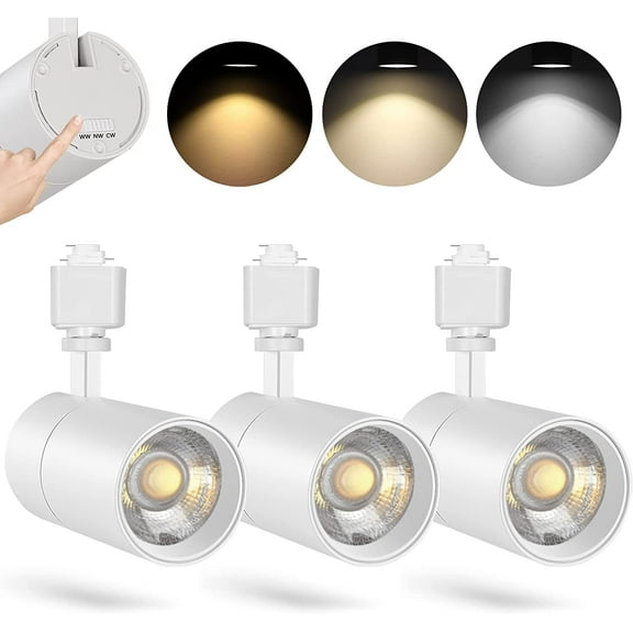VANoopee 3-Color in 1 20W H Track Lighting Heads Dimmable Flicker Free Bright LED Track Lighting Fixtures for Accent Retail Kitchen Artwork, Linear Track Light H Type - CRI90  36° White - 3 Pack