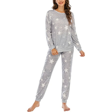 

Women Autumn Winter Sleepwear Pajamas Woman Long Sleeve Nightwear Pjs Sets Cotton Jumper Pullover Tops Blouse +Print Long Trouser Home Wear Loungwear Outfit