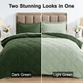 thumbnail image 4 of Sasttie 7 Pieces King Comforter Set, Reversible Bed in a Bag, All Season Bedding Set with Comforter, Flat Sheet, Fitted Sheet, Pillowcases & Shams, Dark Green & Light Green, 4 of 10