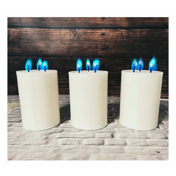 Color Mode Real BLUE Flame Pillar Candle Set of 3 Zen Blue Not an Led (Height 4") MUST SEE