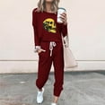 thumbnail image 2 of MuZeFu 2 Piece Sets for Women Fall Sweatsuits Women 2 Piece Outfit Lounge Sets for Women 2 Piece Clearance Women's Classic Print Long Sleeve Sport Pullover Tops + Pants Set, 2 of 4