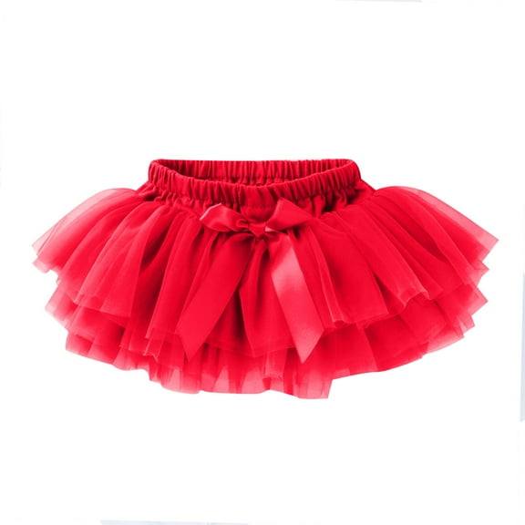 Girls Dresses Baby Soft Fluffy Tutu Skirt Shorts Solid Bowknot Patchwork Party Carnival Mesh Tutu Skirt Red Elegant Kids Outfits 12 Months-24 Months