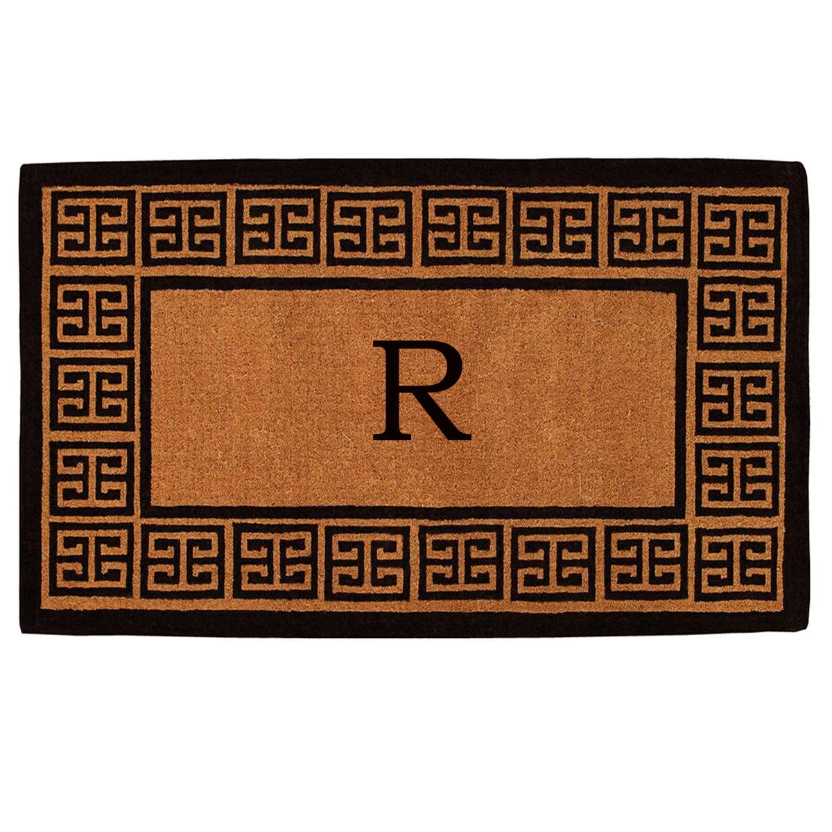 Calloway Mills The Grecian Monogram Outdoor Doormat, Extra-thick 18" x 30" (Letter R)