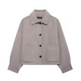 thumbnail image 3 of HH TRAF 2024 Abrigos de mujer Cuello vuelto liso Mangas largas Bolsillos Chaquetas de un solo pecho Otoño Mujer Moda 2 colores, 3 of 5