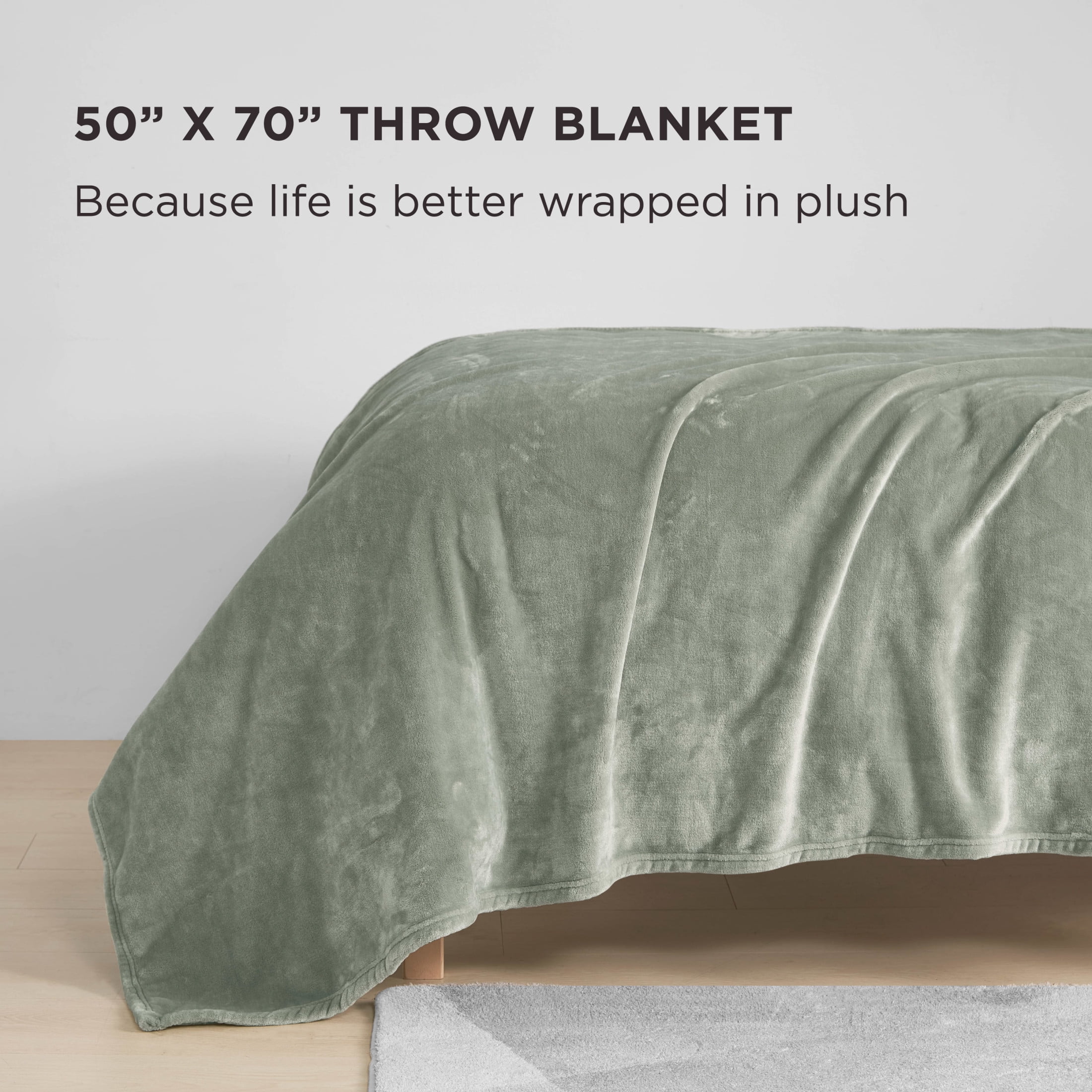 The Sheet Lab Solid Plush Microfiber Throw Blanket, Desert Sage Green, 50" x 70"