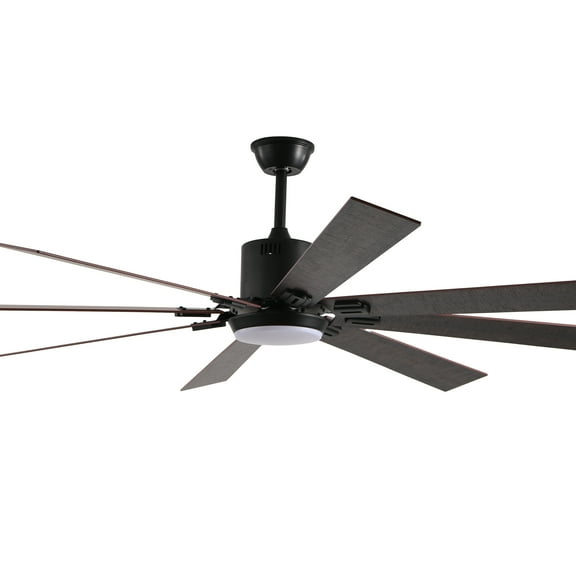 Modern 8-Blade Wood Ceiling Fan with Light and Remote, Walnut and Black Blades