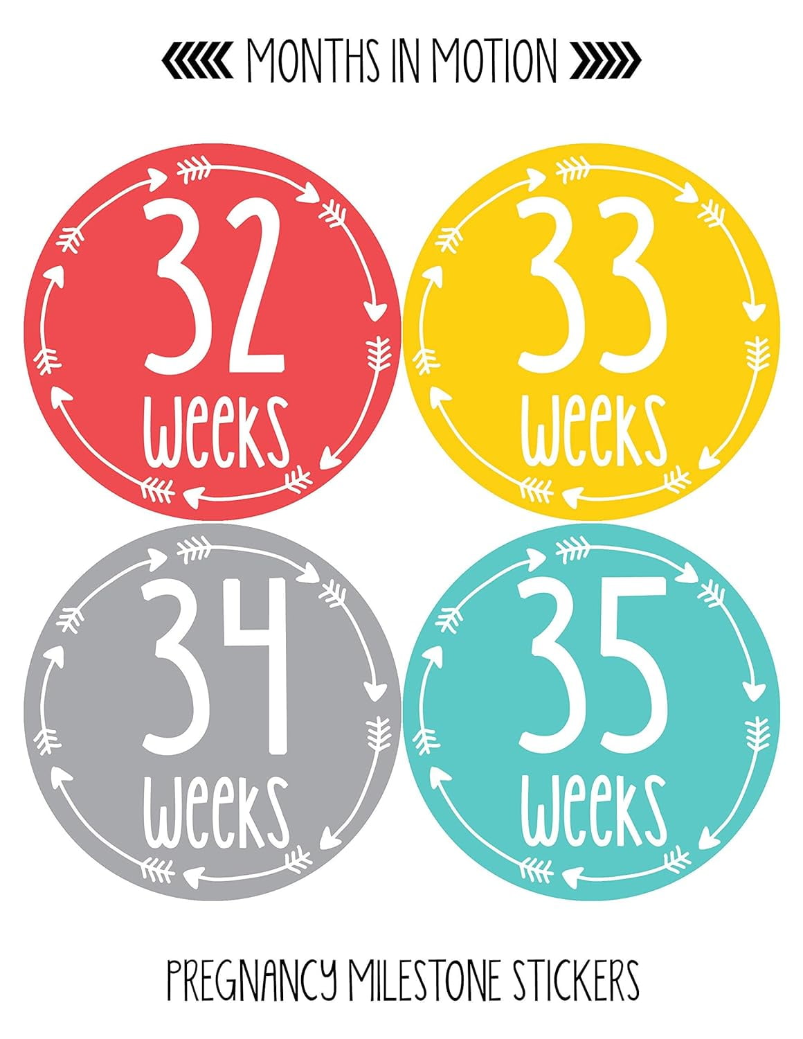 Pregnancy Milestone Stickers Set Of 15 - Weekly Baby Bump Growth Photo Stickers, 4.75 Inch