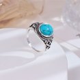 thumbnail image 1 of Anillo de estado de ánimo chapado en plata de ley hecho a mano con patrón antiguo único y piedra ovalada que cambia de color para hombres y mujeres, 1 of 5