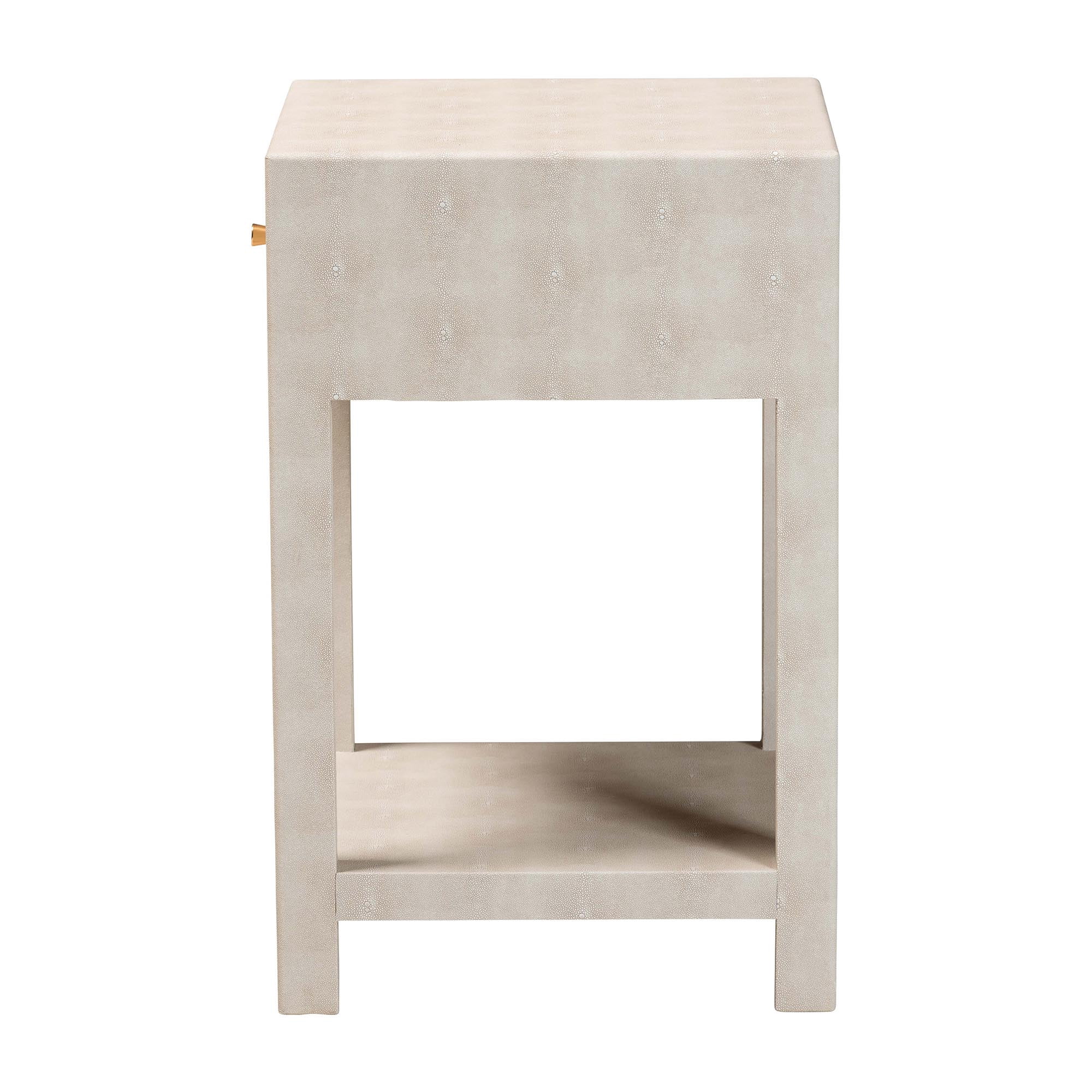 Baxton Studio Dansby Modern End Table, 1-Drawer, Beige