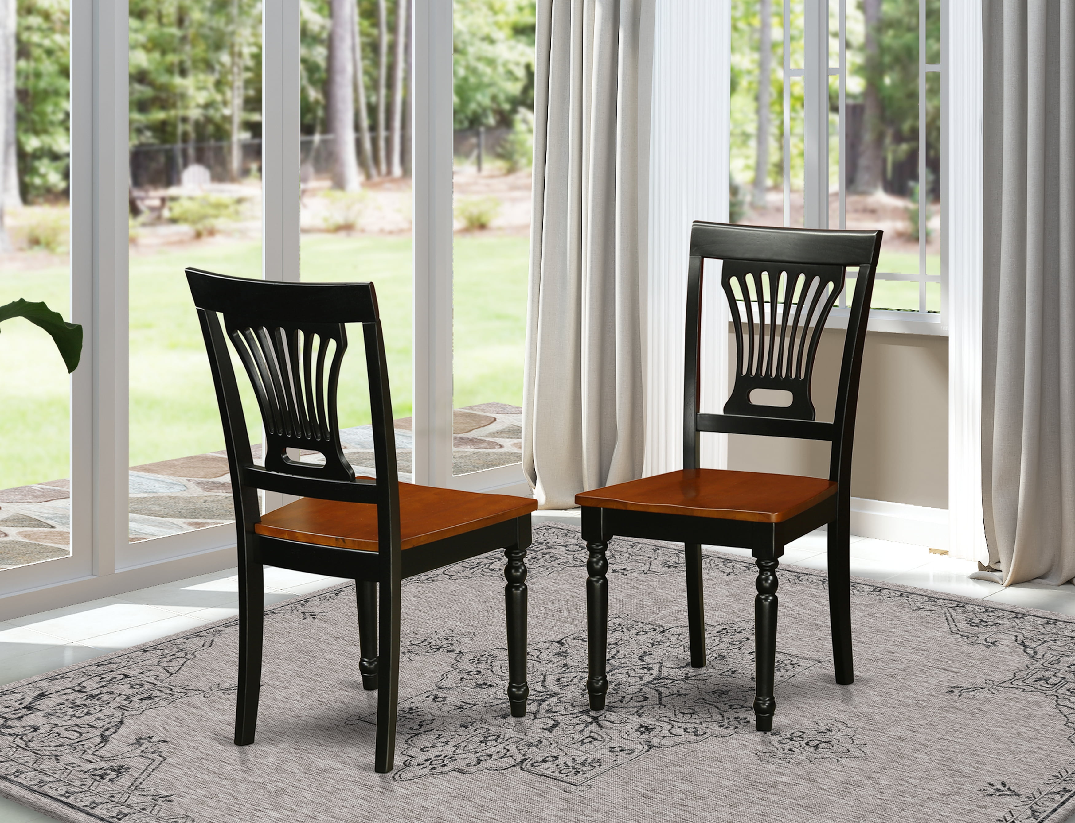 Weston Home Ohana Two Tone Wood Dining Chair, Set of Two, Antique