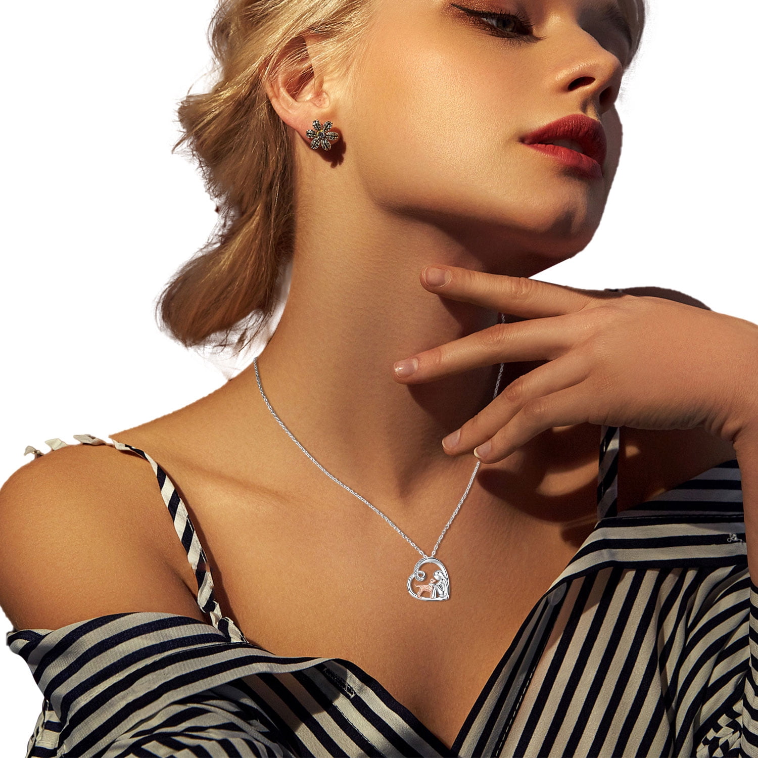 Coachuhhar Dog Necklace for Women 925 Sterling Silver Heart Dog Necklace Cute Animal Pendant Necklace Dog Jewelry Gift for Dog Lover