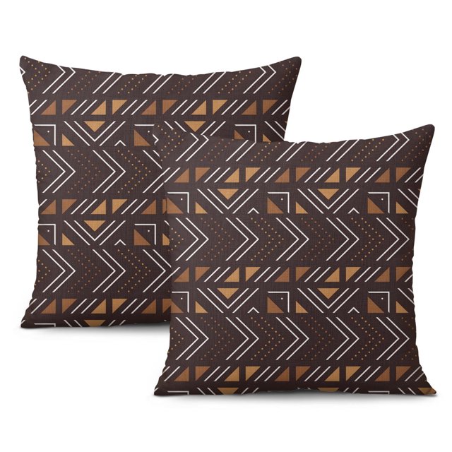 Boho Farmhouse Pillow Covers 16x16 Inch, Throw Pillow Covers Set of 2, Decorative Throw Pillows with Geometric Patterns, Square Pillow Covers for Couch, Sofa, Bed, Fall Decor