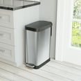 thumbnail image 4 of Glad Kitchen Trash Can, 12 Gallon Stainless Steel Slim Step Garbage Bin with Black Lid, Silver, 4 of 5