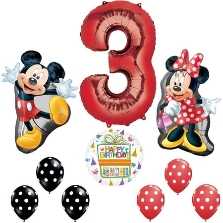 Mickey and Minnie Mouse Full Body 3rd Birthday Supershape Balloon Set