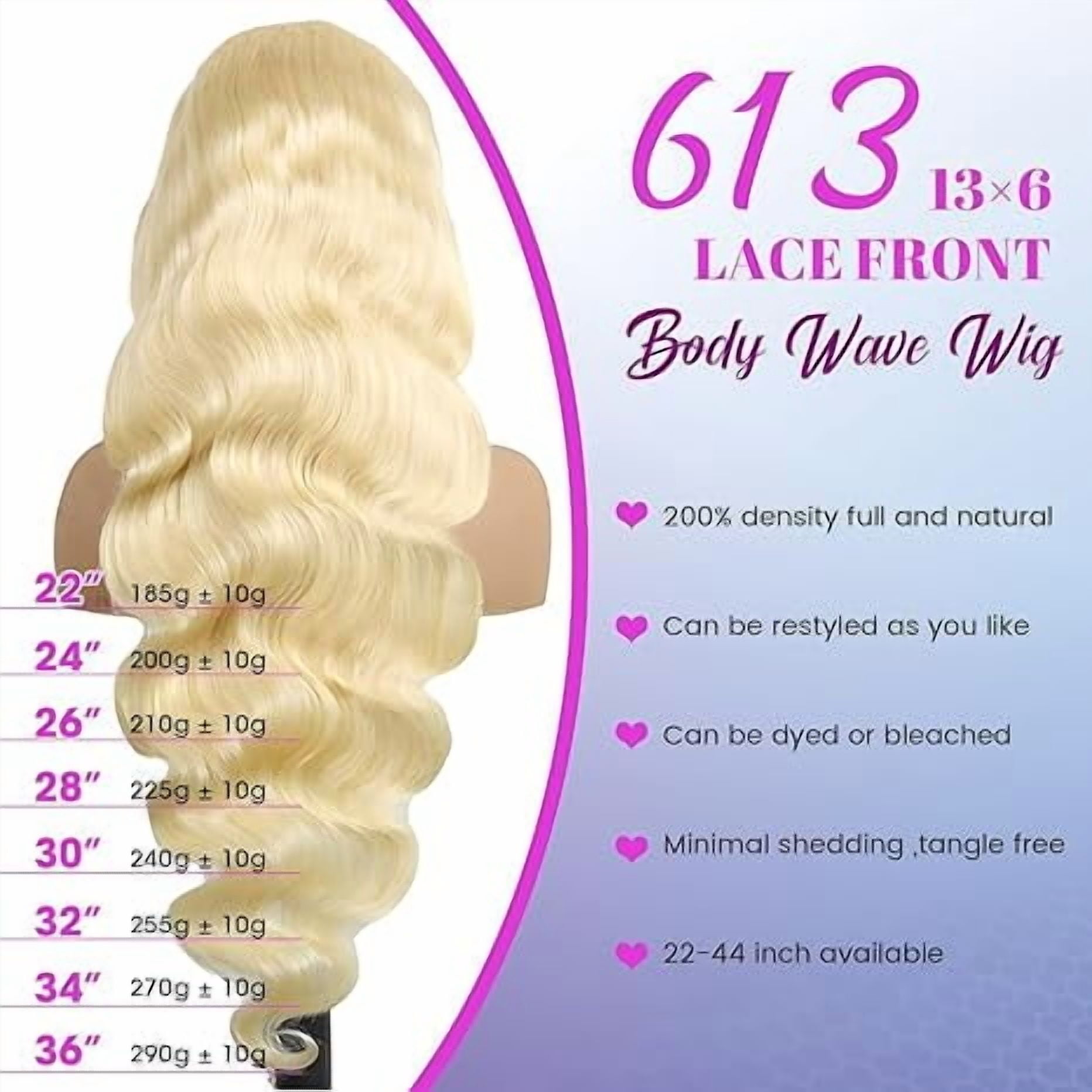 Glamm Global 13x6 Lace Front Wig Human Hair 200 Density 38 Inch Body Wave 613 Blonde Wig Human Hair 13x6 200 Density HD Lace Front Wigs Human Hair Blonde Pre Plucked for Women
