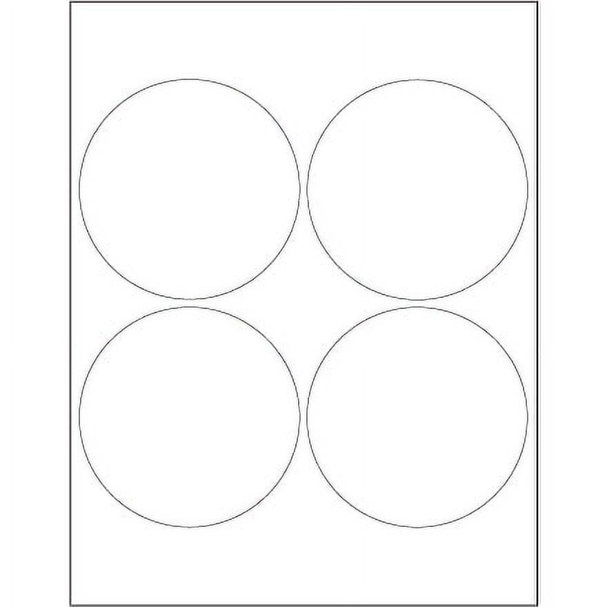 400 4" White Circle Laser Labels 4/Sheet