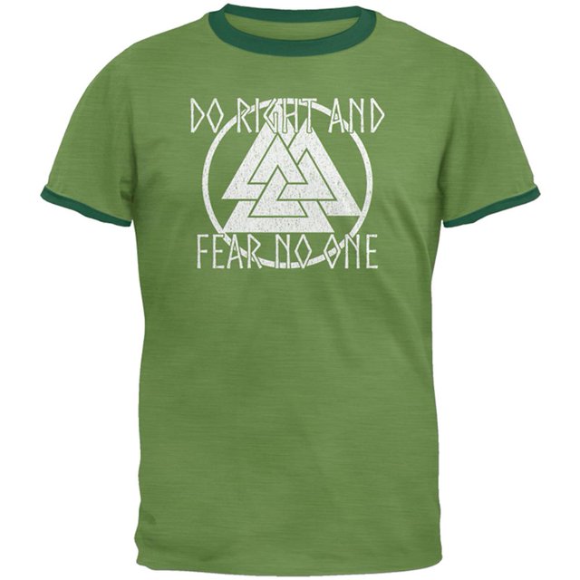 Do Right Fear No One Valknut Viking Odin Mens Ringer T Shirt