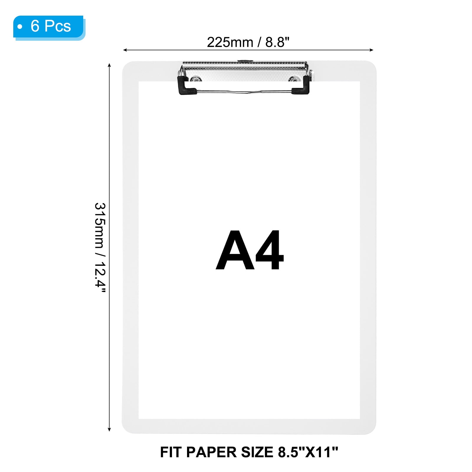 Uxcell 6" x 9" Plastic Clear Hanging Clipboard A5 Transparent Clipboard, Yellow,24Pcs