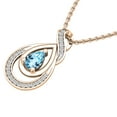 thumbnail image 2 of Dazzlingrock Collection 6X4mm Pear Blue Topaz & Round White Diamond Swirl Infinity Teardrop Pendant for Women with 18 Inch Gold Chain (0.10 ctw, Color I-J, Clarity I2-I3) in 10K Rose Gold, 2 of 4