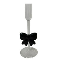 Glass Candle Holder under $5! Cagogo Clear Glass Taper Candle Holders with Bow, Elegant Christmas Candle Sticks, Holiday Table Decor, Dining Room Centerpiece, Romantic Candlelight Decor, Wedding